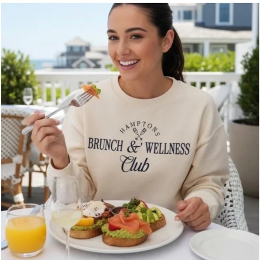 NWT Modern Lux Hamptons Brunch and Wellness Club Sweatshirt